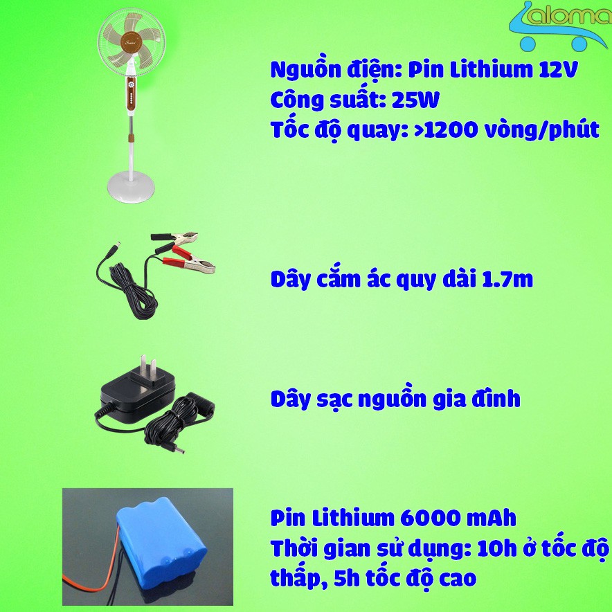 Quạt tích điện năng lượng mặt trời Sunisi DC51 nguồn điện gia đình hoặc điện mặt trời -Siêu tiết kiệm điện