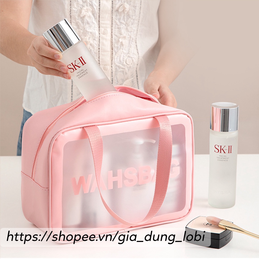 Túi đựng mỹ phẩm du lịch mini trong suốt WashBag Túi đựng đồ trang điểm makup chống nước (Combo 3 túi)