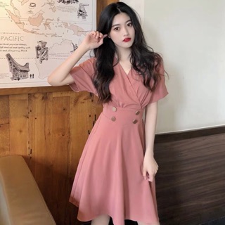 Đầm bo eo 4 nút (kèm hình thật)
