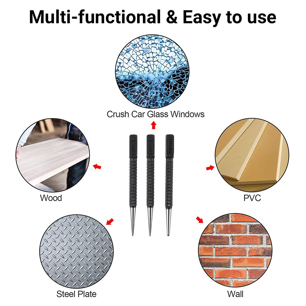EKEZ Bộ 3 Mũi Dùi Bằng Thép Carbon Cứng Chống Trượt 10Cm