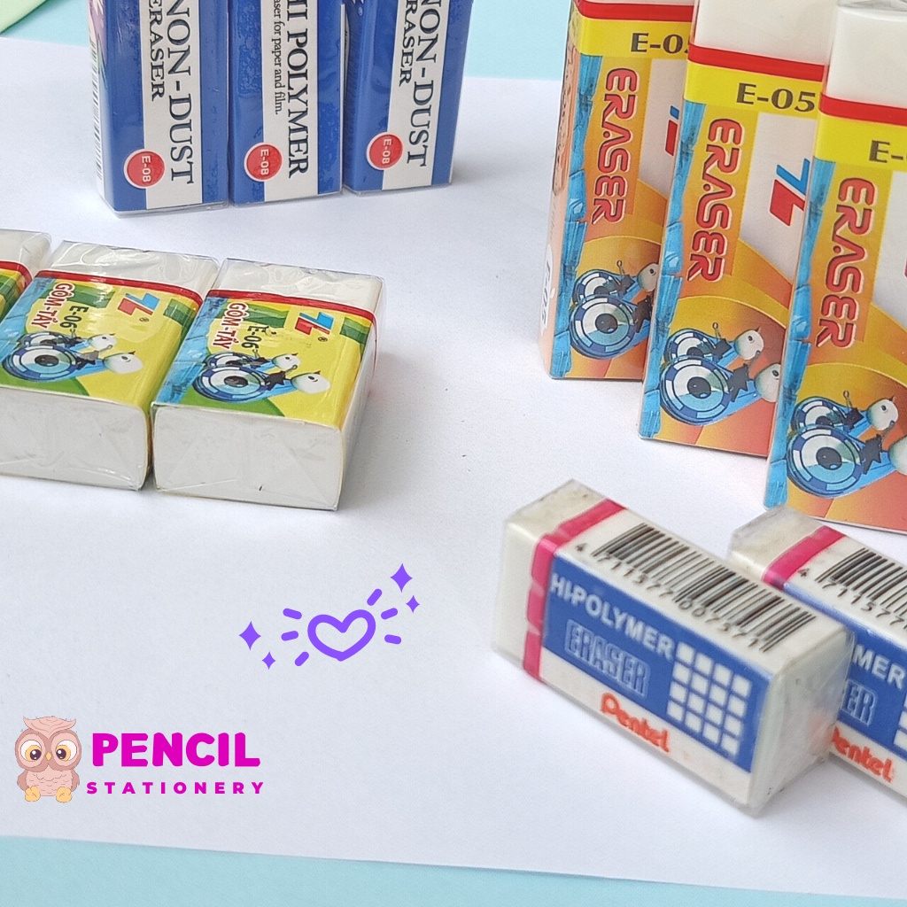 Gôm Tẩy Bút Chì Thiên Long Staedtler Pentel Dễ Thương, Gôm Tẩy Sạch Ít Bụi An Toàn Không Độc Hại