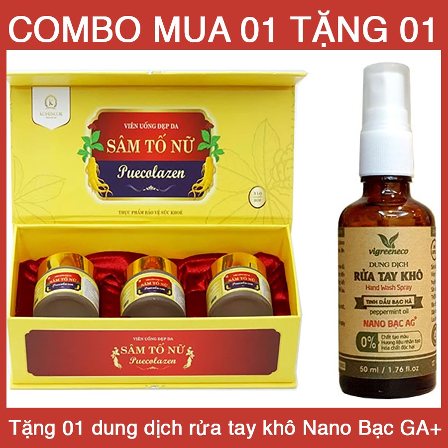 COMBO [MUA 01 TẶNG 01] Sâm Tố Nữ Puecolazen (Collagen) tặng 01 nước súc miệng TB Fresh.