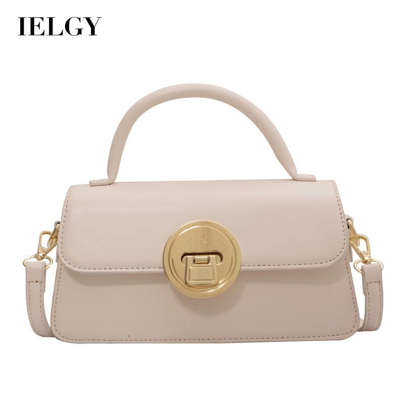 IELGY Túi Đeo Chéo Dáng Vuông Nhỏ Màu Đen Có Khóa Thời Trang Cho Nữ