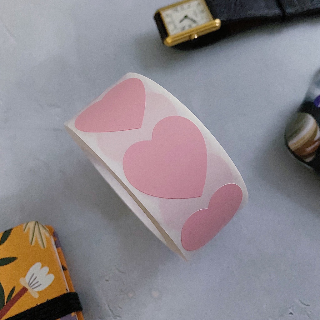 20- 500 nhãn dán Sticker tròn trơn hoặc trái tim size 2.5cm. Chỉ việc gỡ ra dán. thích hợp để làm đồ handmade