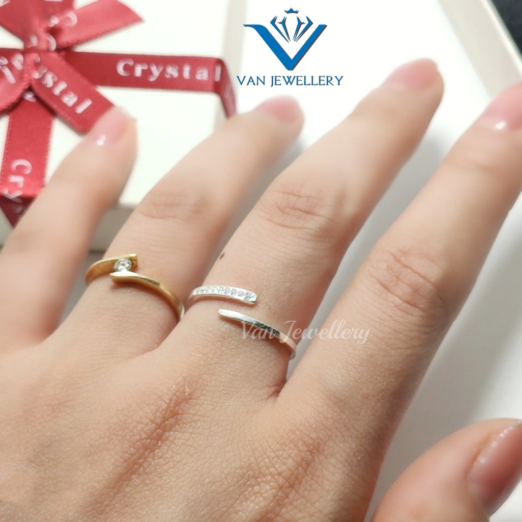 Nhẫn bạc nữ Nhẫn một hàng đá vòng Van Jewelry V10010 free size