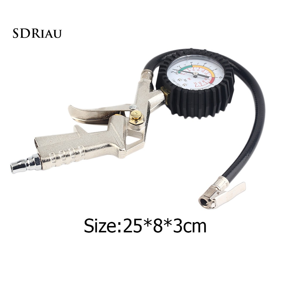 Dụng cụ bơm hơi bánh xe có đồng hồ đo áp suất tện lợi