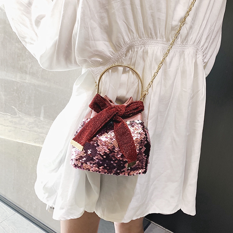 Túi Đeo Vai Mini Đính Kim Sa Lấp Lánh Phong Cách Hàn Quốc