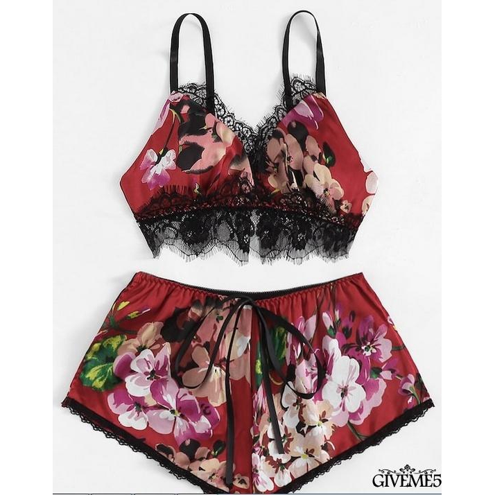 Bộ Đồ Ngủ Hai Dây Phối Ren Gợi Cảm Cho Nữ