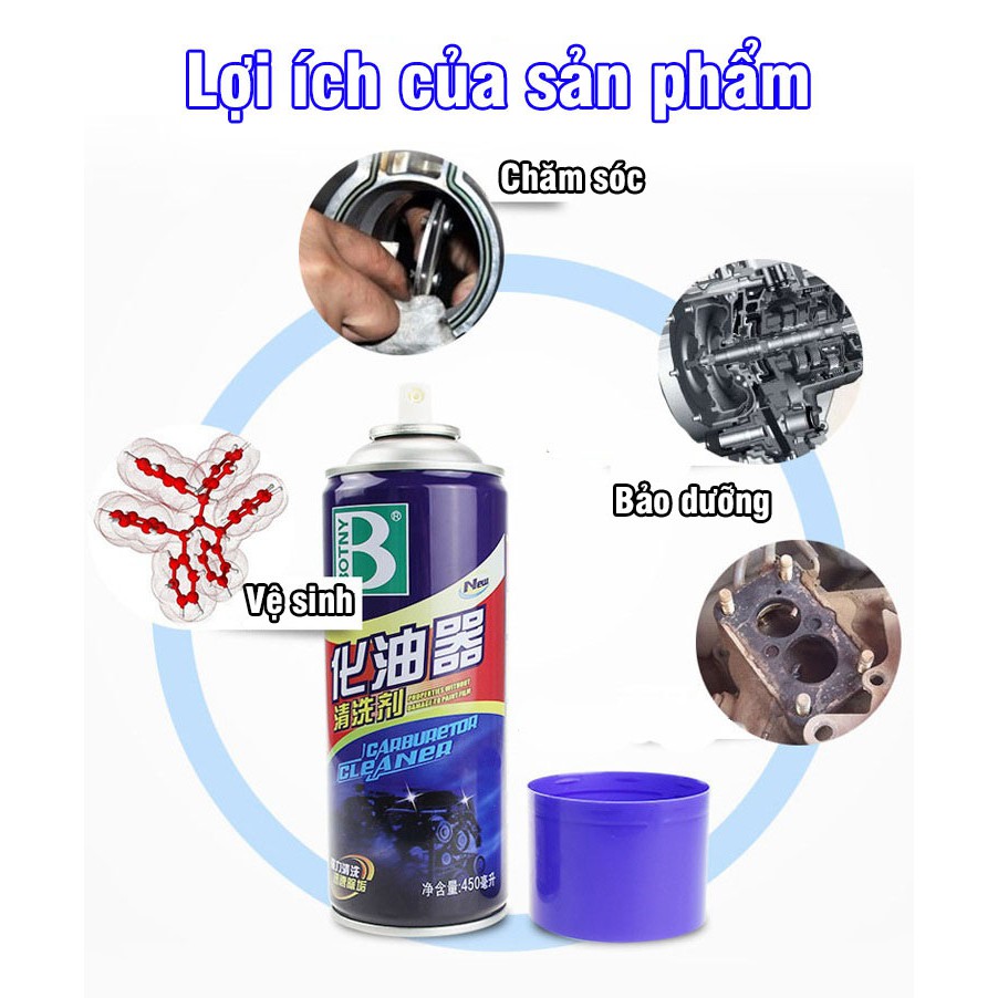 Xịt chế hòa khí, bình xăng con siêu sạch Botny B-1115 dung tích 450ml