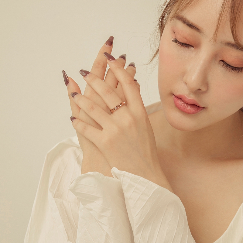 Nhẫn MAYEBE LAVEND Thép Titan Màu Vàng Hồng Cho Cặp Đôi