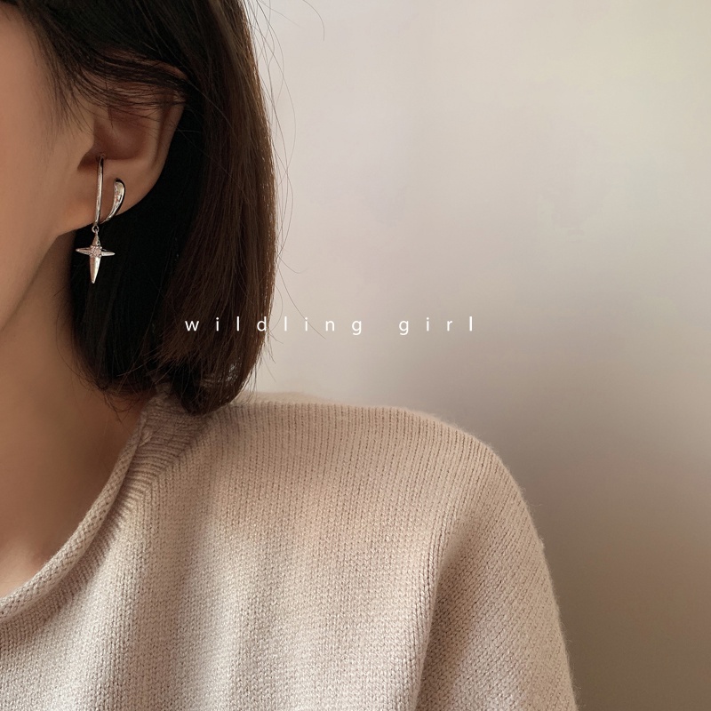 Khuyên Tai Kẹp Vành Đính Đá Thời Trang Cho Nữ