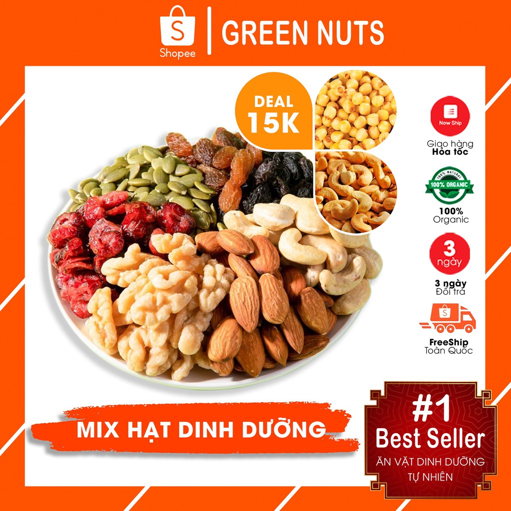 [DEAL -15K] Mix 10 Hạt Dinh Dưỡng tổng hợp (Macca,Óc chó, Hạnh nhân, Hạt điều, Sen vàng,..)