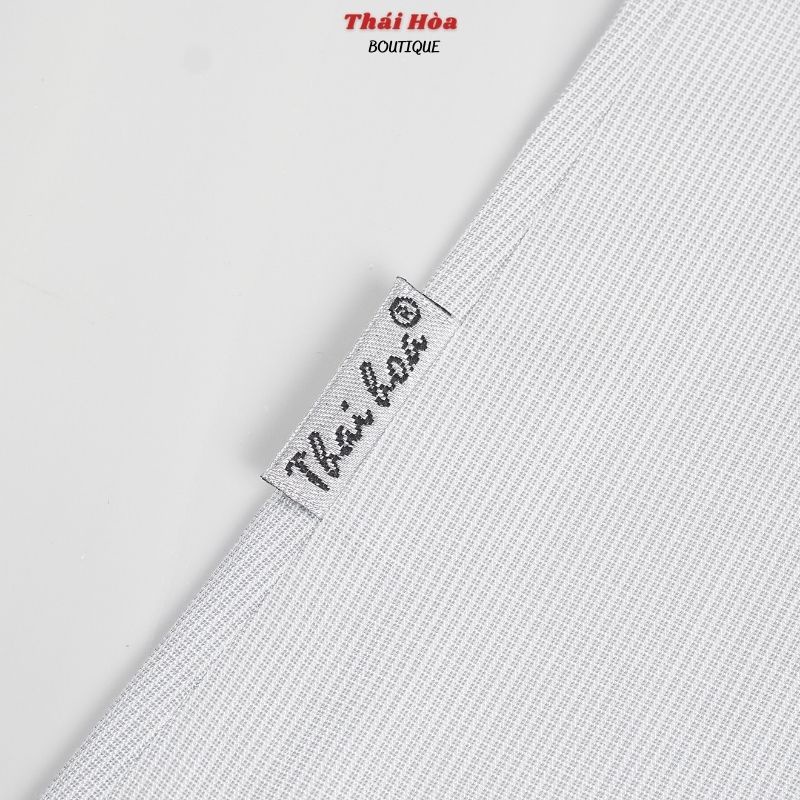 Áo sơ mi nữ công sở trắng cao cấp dài tay đẹp kẻ tăm caro chìm cotton Thái Hòa 631-30-01