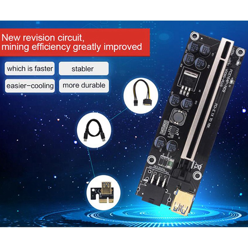 Set 5 Dây Cáp Thẻ 1x Sang 16x Pci-E 0.6m Usb 3.0 Cho Btc Ltc Mining | BigBuy360 - bigbuy360.vn