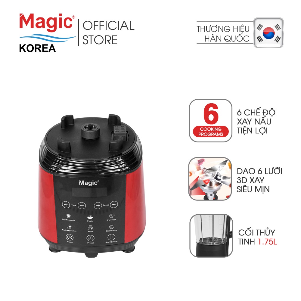 [Mã ELHA22 giảm 6% đơn 300K] Máy Xay Nấu Đa Năng 3D 6 lưỡi dao Magic A-96 (1.75L) - Đỏ