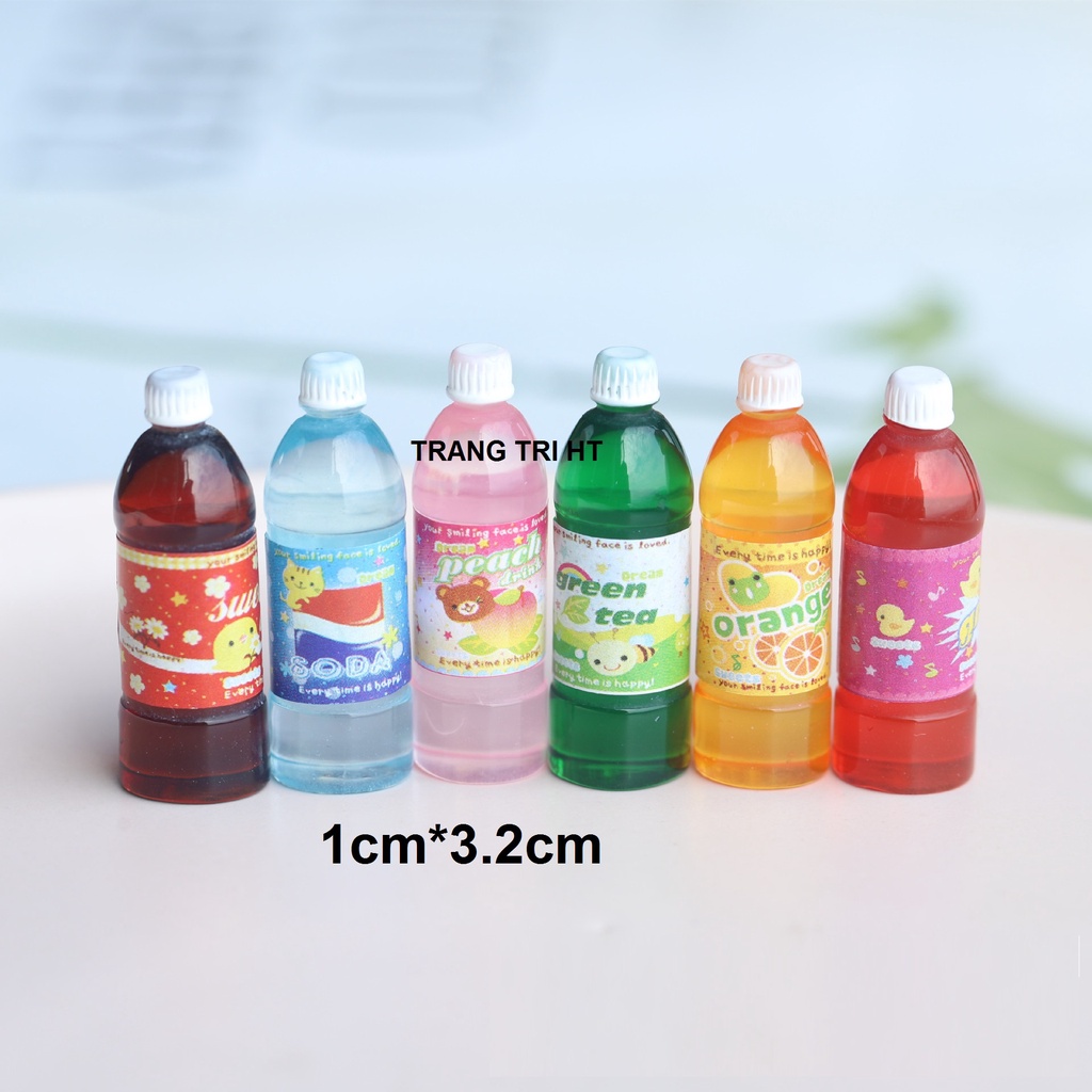 Mô hình chai nước trái cây vuông phụ kiện trang trí nhà búp bê [1 chai ngẫu nhiên]