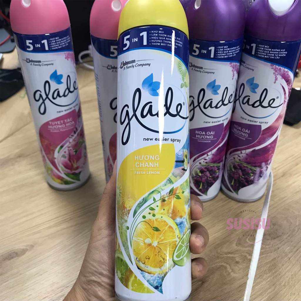 Chai xịt thơm phòng Glade sịt phòng Hoa Oải Hương/Tuyệt tác hương hoa/chanh/trầm hương/sakura khử mùi hôi 280ml