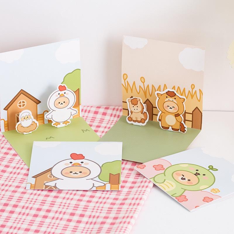 Thiệp Sinh Nhật Thiệp Viết Thư Tay 12 Con Giáp Siêu Dễ Thương Handmade In Nổi 4D