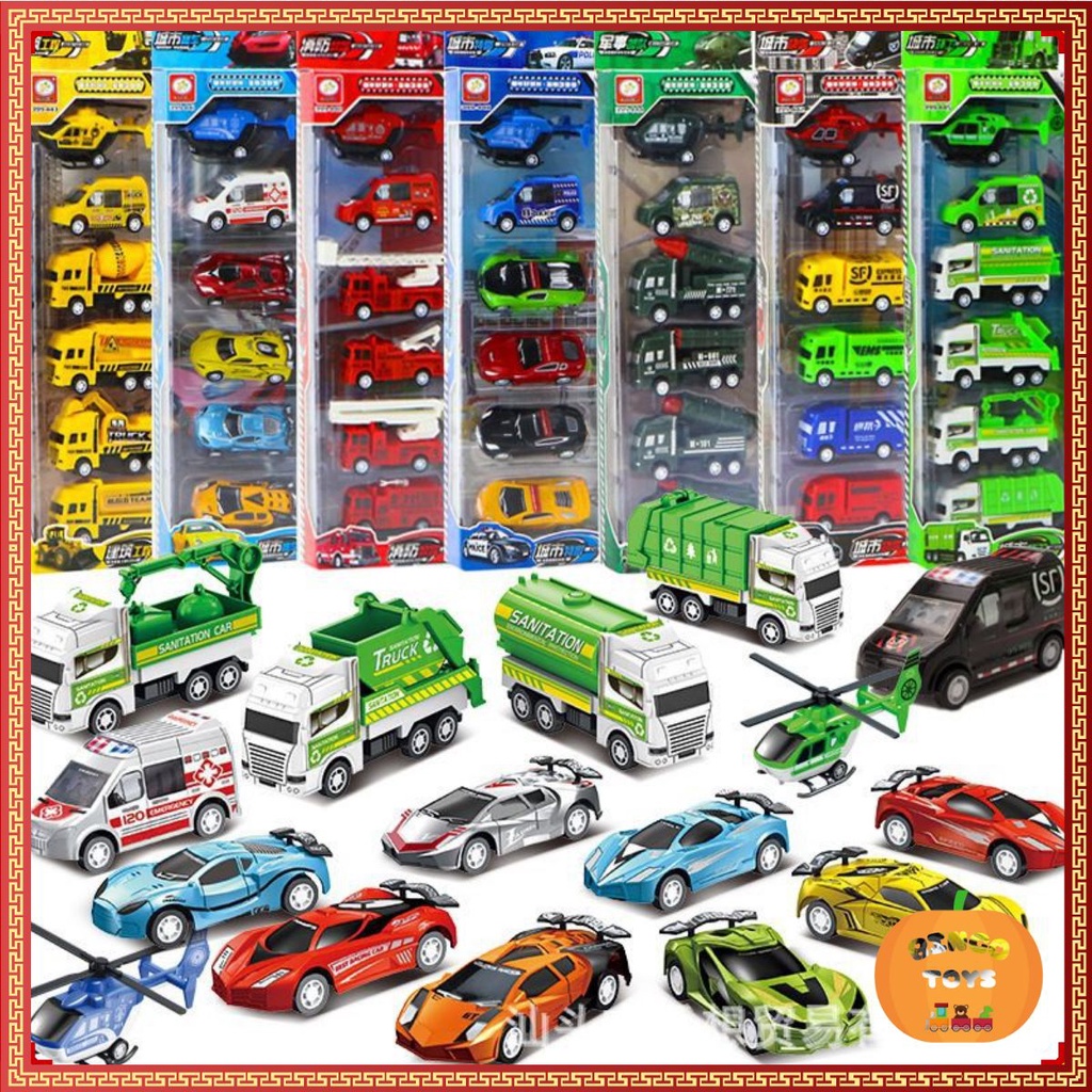 Set 6 ô tô mô hình công trình xây dựng nhiều chủ đề cho bé