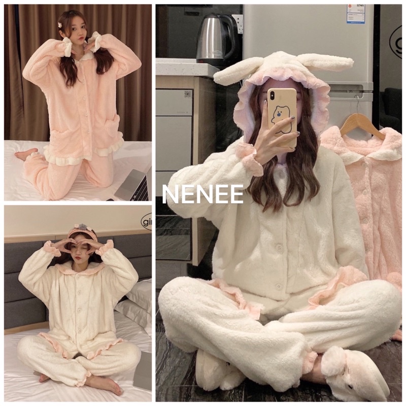 Bộ đồ ngủ lông, Quần bông nỉ giữ nhiệt bo gấu mặc nhà siêu ấm PHỐI VIỀN BÈO dễ thương. MET SHOP | BigBuy360 - bigbuy360.vn