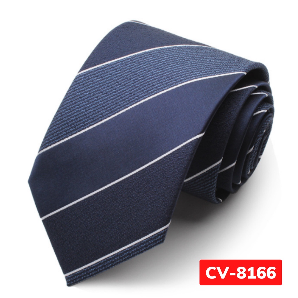 Cavat Nam màu xanh đậm bản to 8cm cao cấp thời trang, Cà vạt công sở, Cravat chú rể, Calavat dự tiệc CV-8166