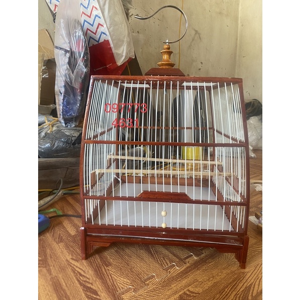 Lồng Thái đấu chào mào gỗ đỏ+nan cáp quang 21 nan chắc chắn