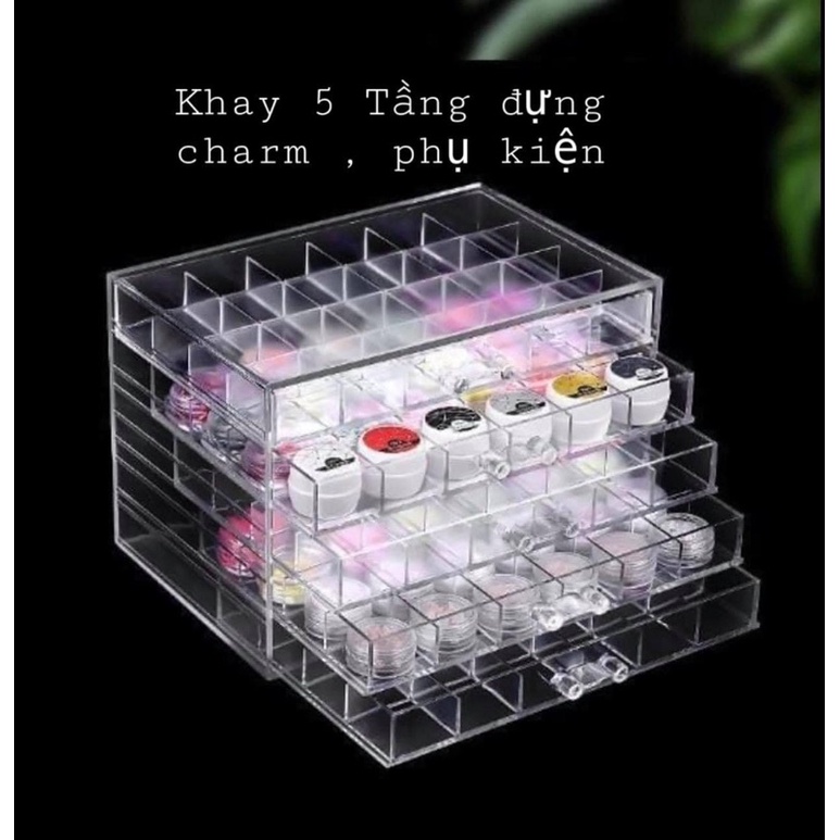 Khay - hộp mika đựng đá đính móng 3 tầng và 5 tầng