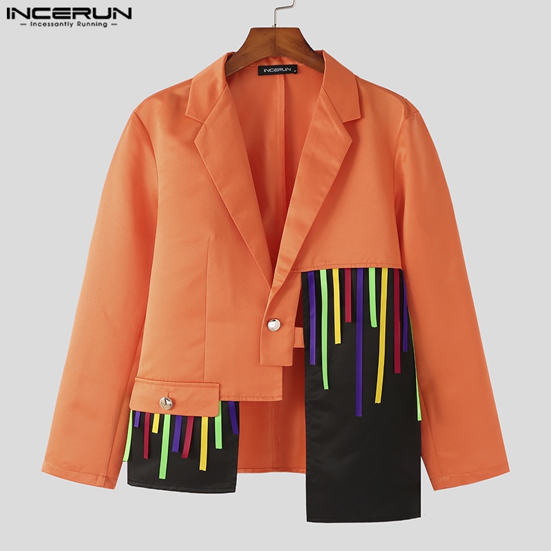 Áo khoác blazer INCERUN tay dài phối tua rua phong cách hippie thời trang cho nam
