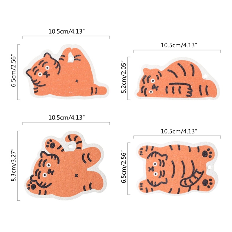 Set 4 Khăn Lau Bếp Đa Năng Bằng Bột Cotton Nén Không Dính Họa Tiết Hổ Hoạt Hình