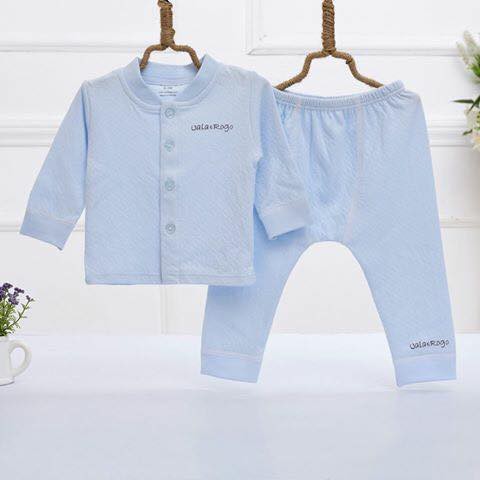 Bộ quần áo sơ sinh dài tay khuy giữa Uala Rogo cotton sợi tre mềm mại