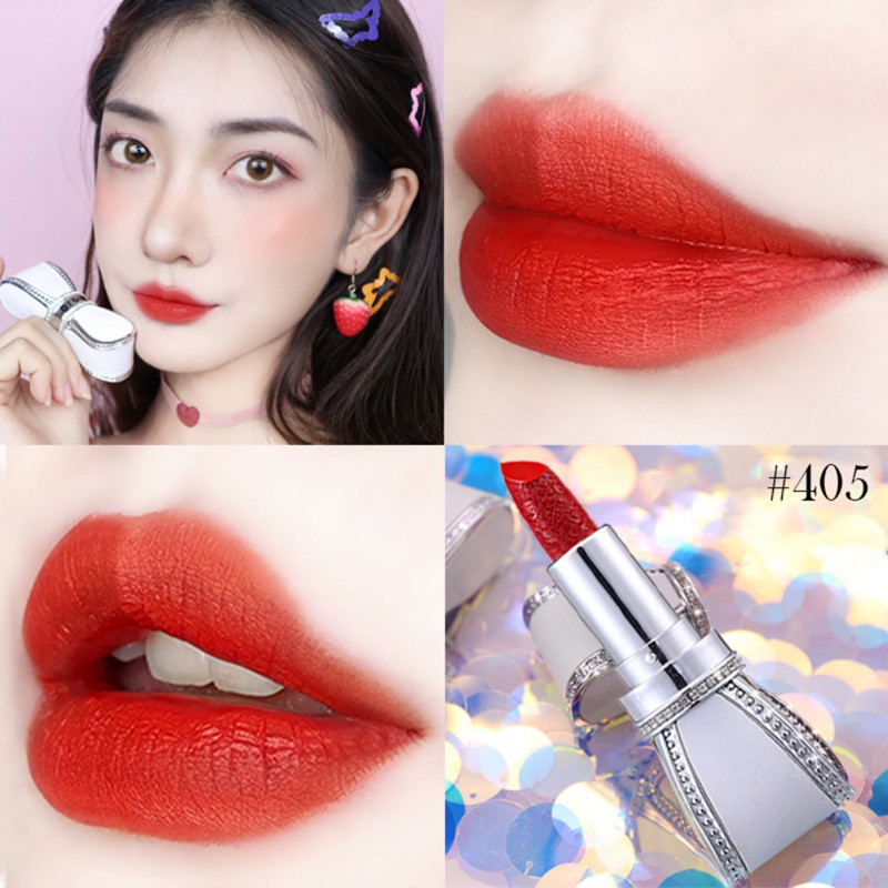 [Hàng mới về] Son lì HOJO chống thấm nước chống dính dễ lên màu thiết kế vỏ đính đá sang trọng