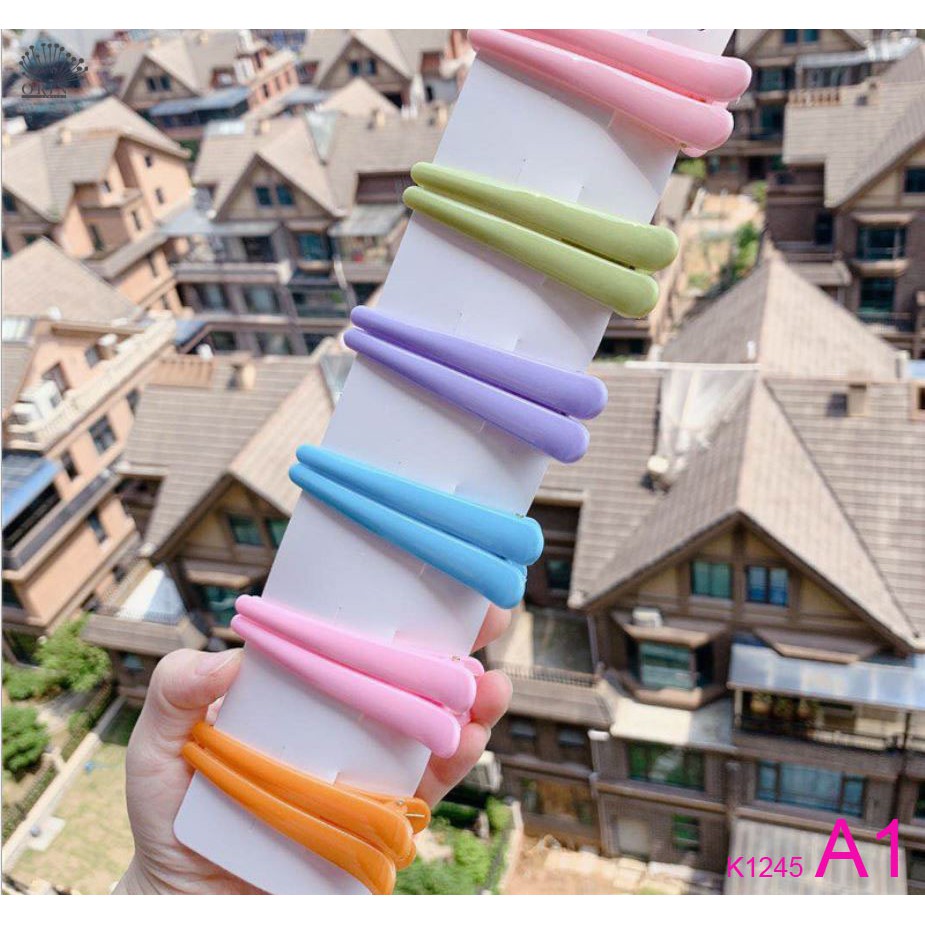 Set 12 kẹp tóc mỏ vịt nhiều màu dễ thương thời trang Orin K1245