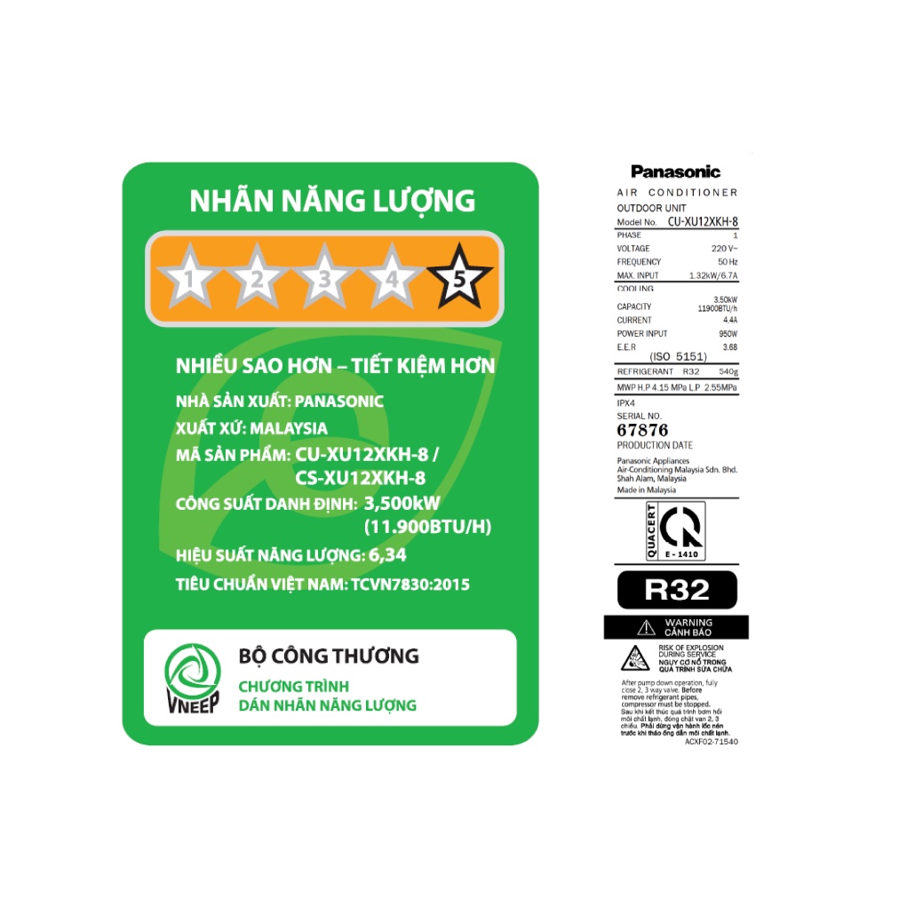 -  - Máy lạnh Panasonic Inverter 1.5 HP CU/CS-XU12XKH-8