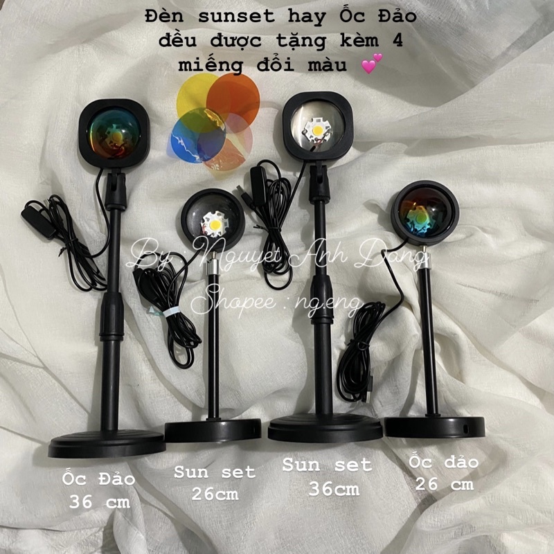 ĐÈN SUNSET 4 MÀU HOÀNG HÔN VÀ ĐÈN ỐC ĐẢO 5 MÀU CAO 26CM/36CM