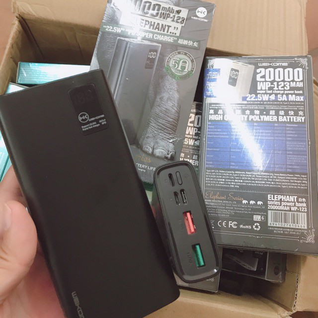 Sạc Dự Phòng 10000mah, 20000mah WK 121/123, sạc nhanh PD 5A 22.5W - Việt Linh Strore