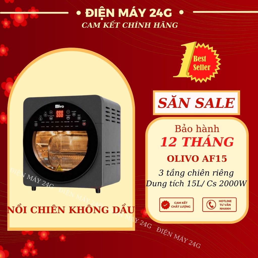 Nồi chiên không dầu OLIVO 15L 9 chức năng nấu đa năng thay thế các thiết bị nhà bếp nấu ăn tự động chuyên nghiệp