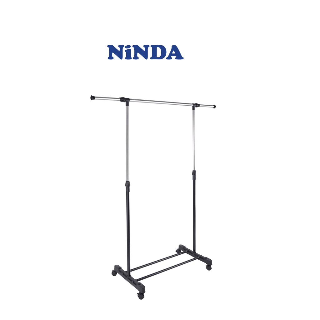  Giá phơi quần áo đơn Inox NiNDA R117 cao cấp có bánh xe