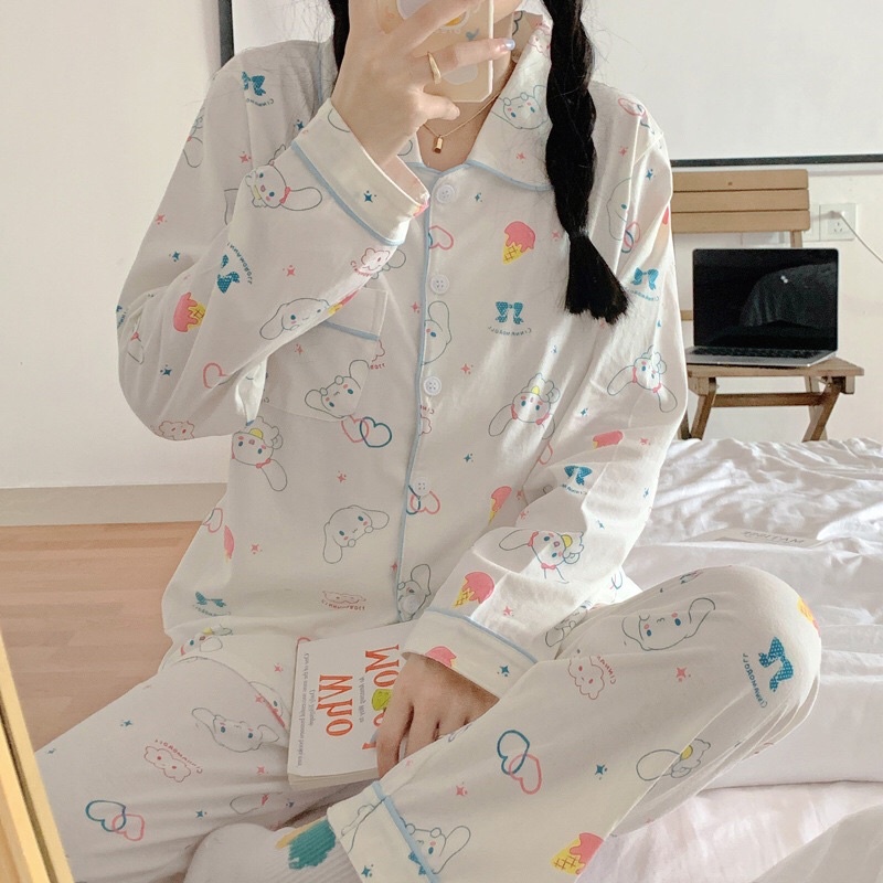 Set đồ ngủ pyjama dài hoạ tiết cinnamoroll basic hàn quốc
