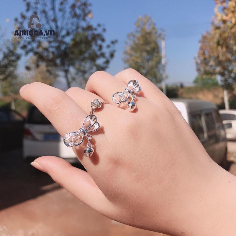 ✨✨Nhẫn Nơ Chuông Có Thể Điều Chỉnh Kích Cỡ Làm Quà Tặng Cho Bạn Gái Sinh Viên