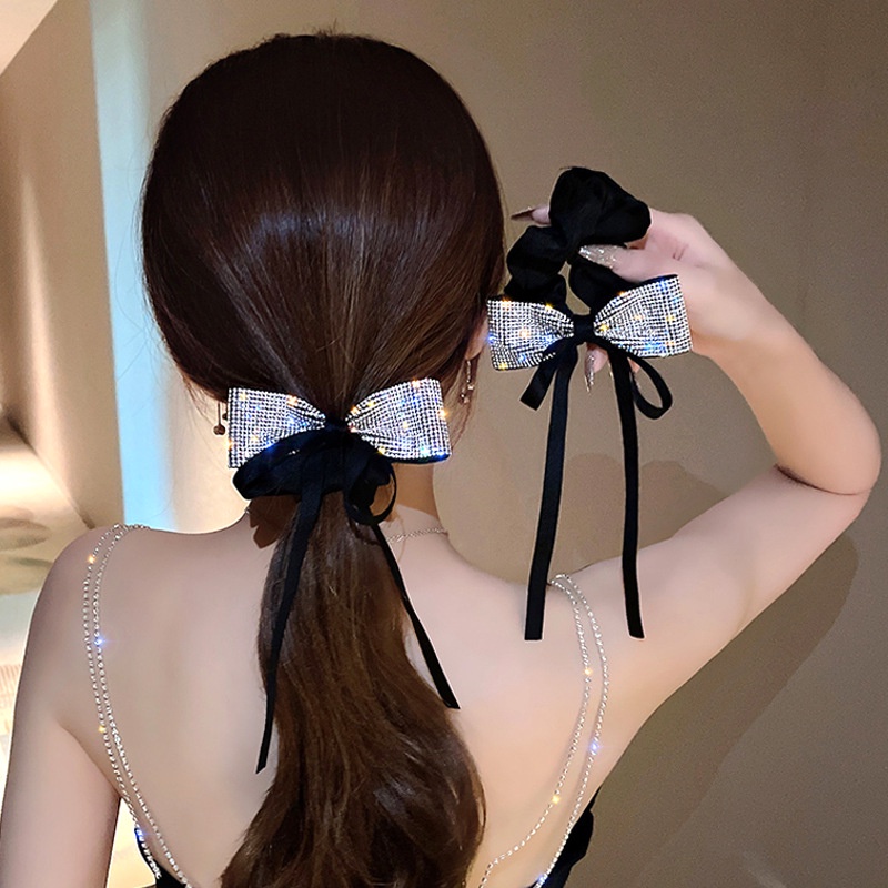 Băng Đô Vải Đính Nơ Kim Cương Lấp Lánh Dễ Phối Đồ Thời Trang