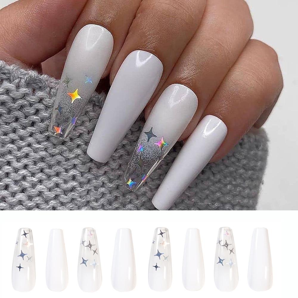 Bộ 24 Móng Tay Giả Chất Liệu Coffin Dài Che Phủ Toàn Diện Dùng Để Múa Ba Lê