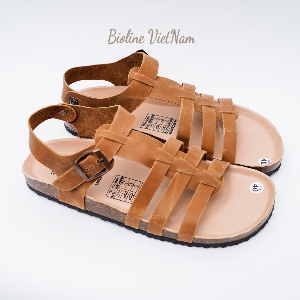 Dép_Sandal Đế trấu, Da bò thật nguyên tấm Chống Nước Mã DK12
