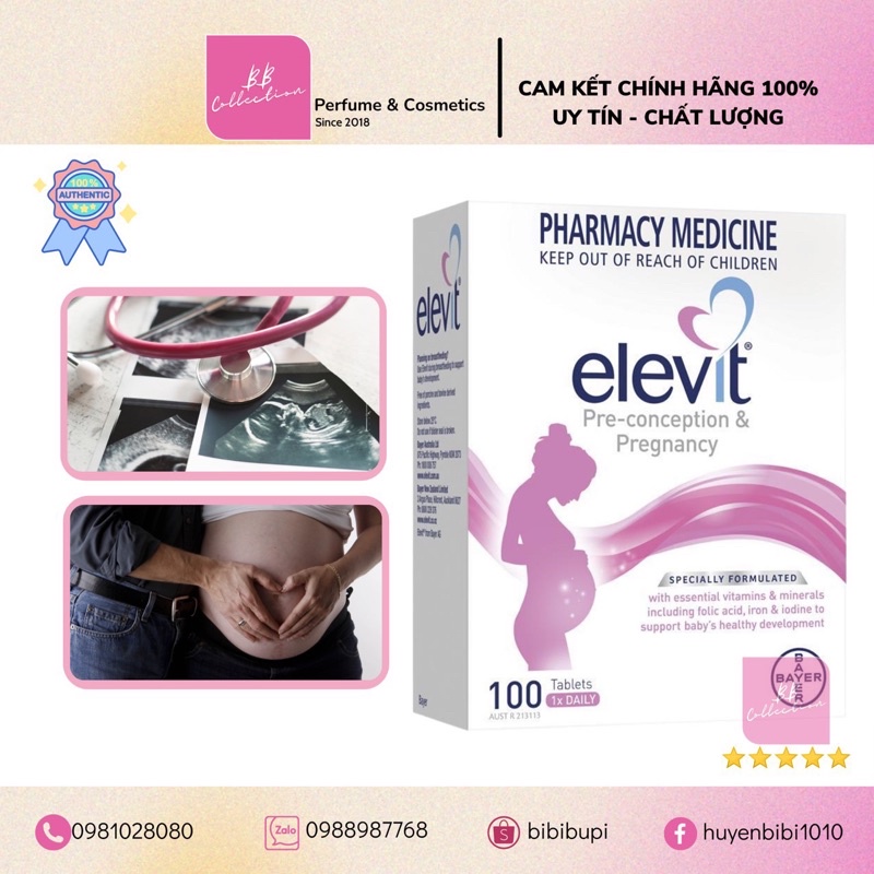 ELEVIT CỦA ÚC HỘP 100 VIÊN - VITAMIN TỔNG HỢP CHO BÀ BẦU DATE 2024- Xuất xứ Úc