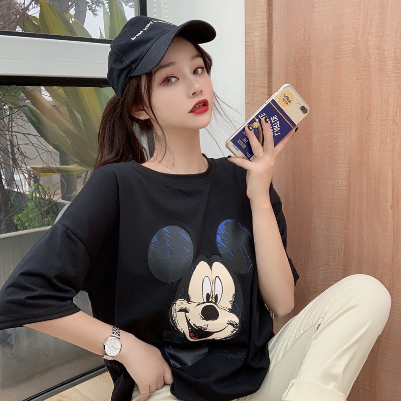 Áo Thun Nữ Ngắn Tay In Họa Tiết Hoạt Hình Dễ Thương Thời Trang Hàn Quốc