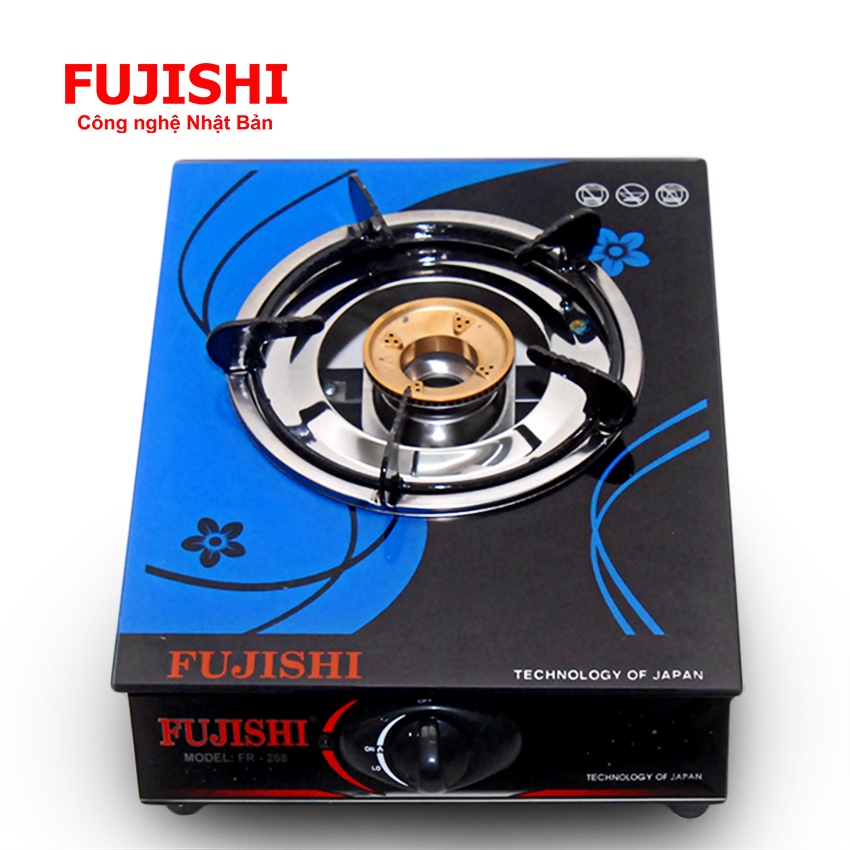 Bếp gas đơn chén đồng Fujishi FR-268D Sài Bình Gas Lớn  - [ HỎA TỐC ] - Bảo hành chính hãng 01 Năm - Kính đen XANH