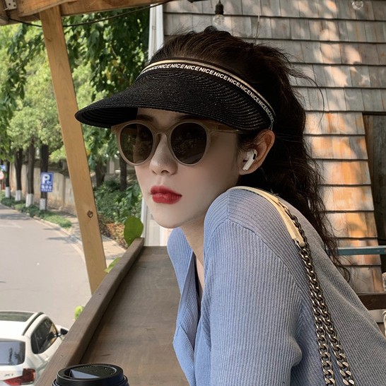 Mũ Cói Hở Chóp Chống Tia Cực Tím Thời Trang Đi Biển Mùa Hè Cho Nữ