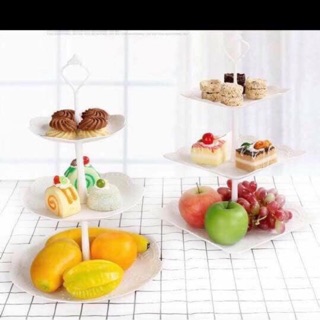 Mua Khay đĩa nhựa 3 tầng đẹp để hoa quả bánh kẹo