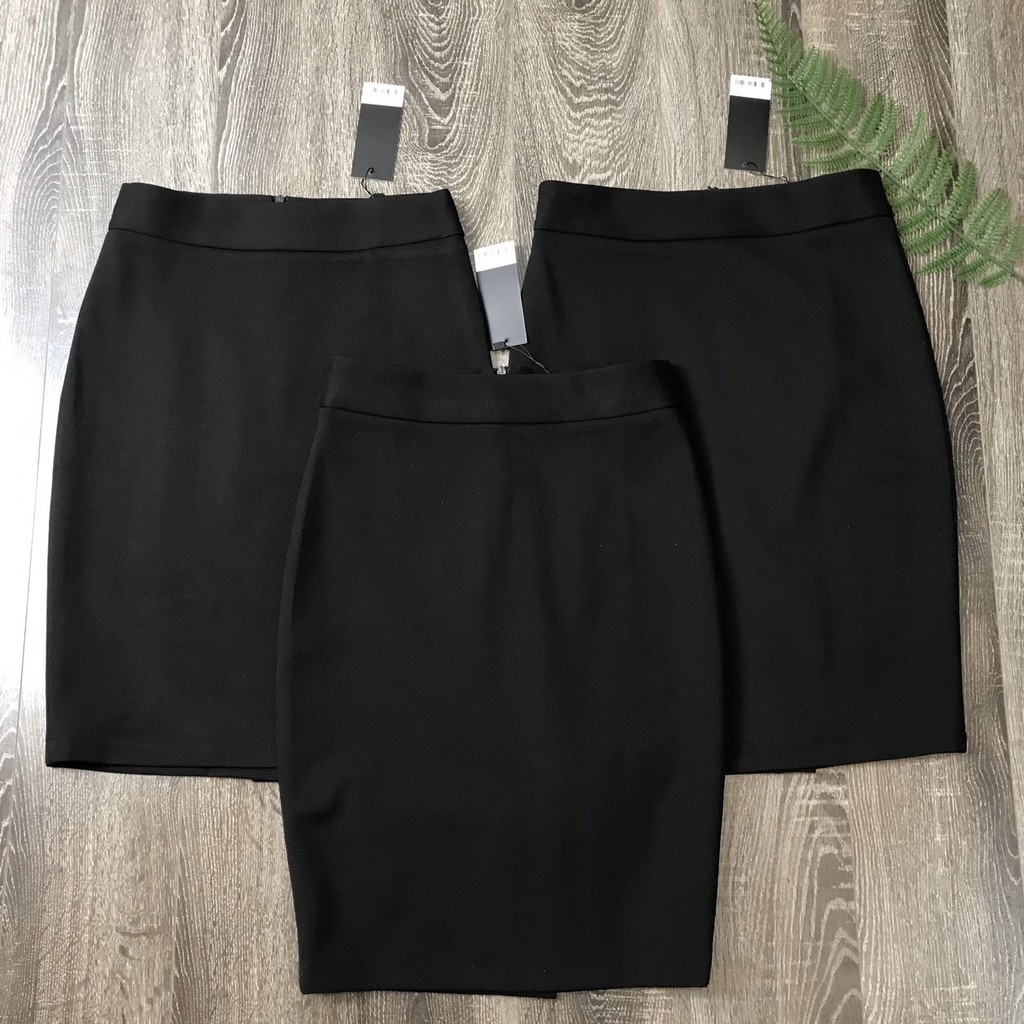 Chân váy bút chì lưng thun cao đồ công sở vải co giãn ôm body xẻ sau dáng dài màu đen | BigBuy360 - bigbuy360.vn