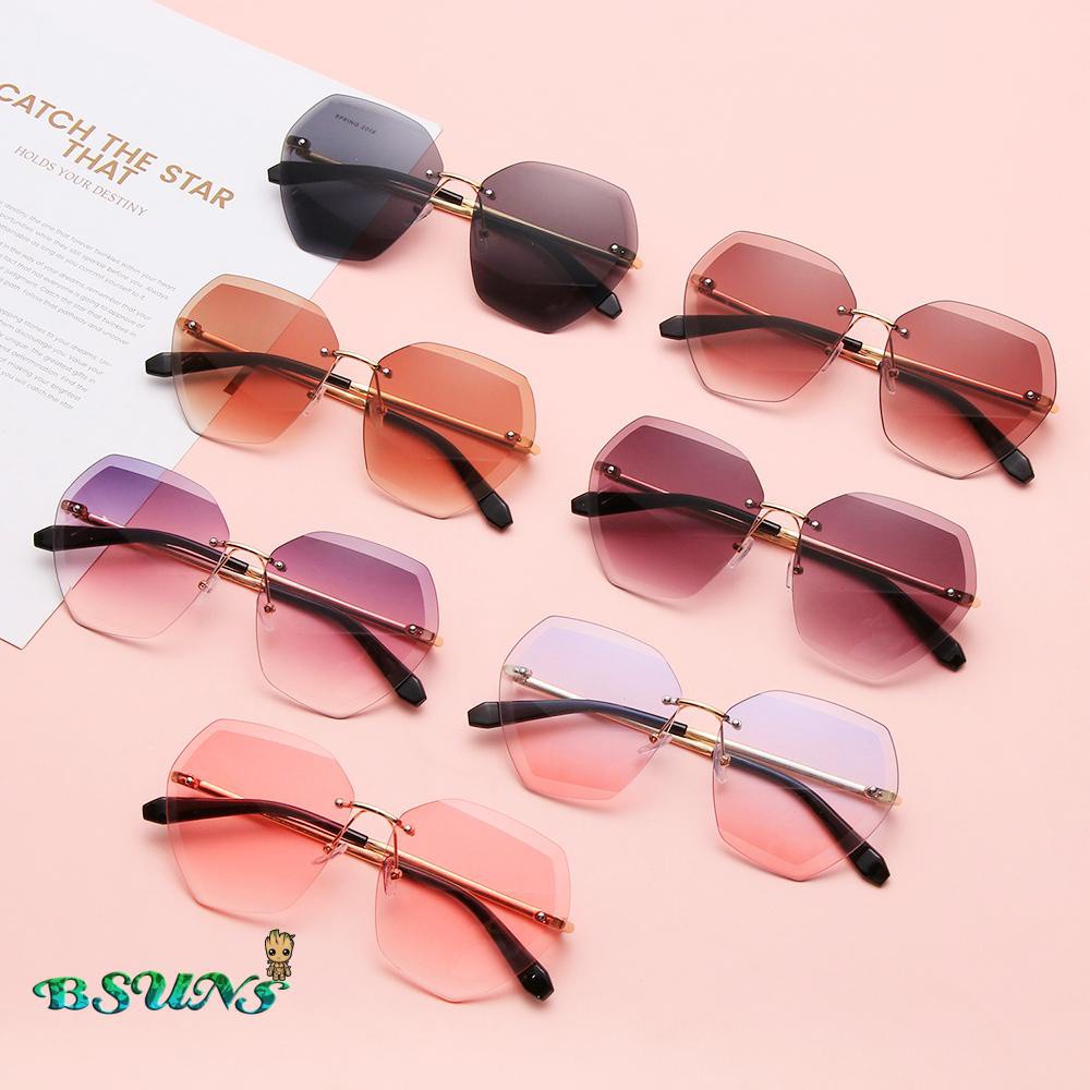 Kính Mát Không Gọng Chống Tia Uv400 Thời Trang Cổ Điển Cho Nữ