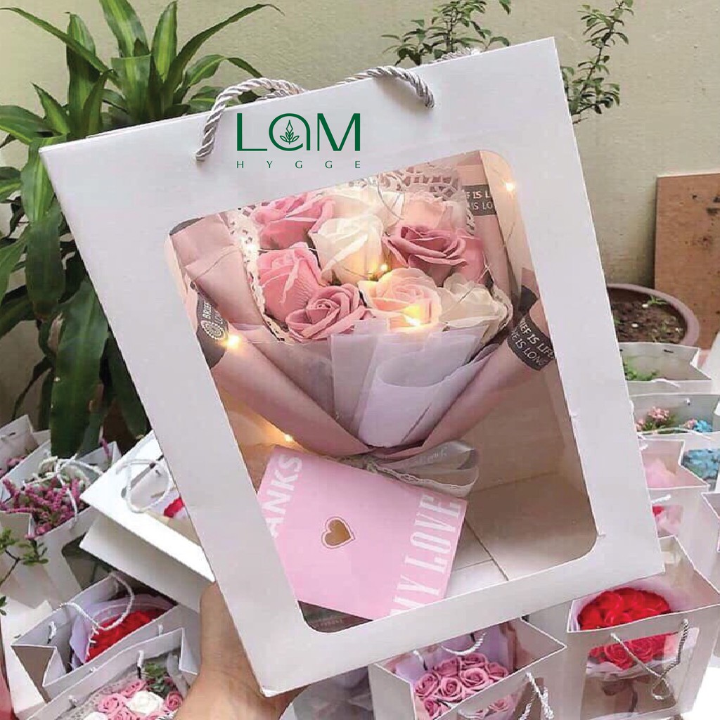 TÚI GIẤY NỬA KÍNH ĐỰNG HOA SIZE 25x36x12 MUA TỪ 5 CÁI TRỞ LÊN